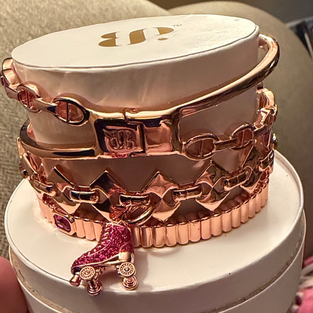 Rose Gold Roller Skate Charm Bracelet Stack
